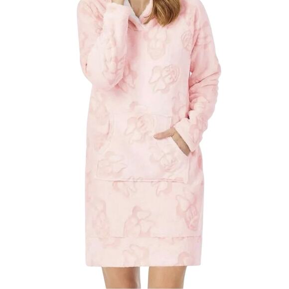 Disney Minnie Mouse Soft Pink Fleece Lounger Sherpa Hood Size Large - Picture 2 of 10